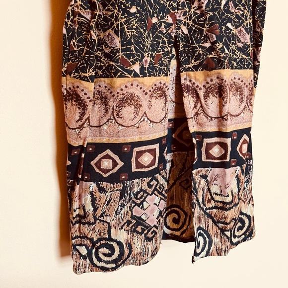 S.Roberts Vintage African Queen Brown Faux Wrap Dress - Picture 7 of 8